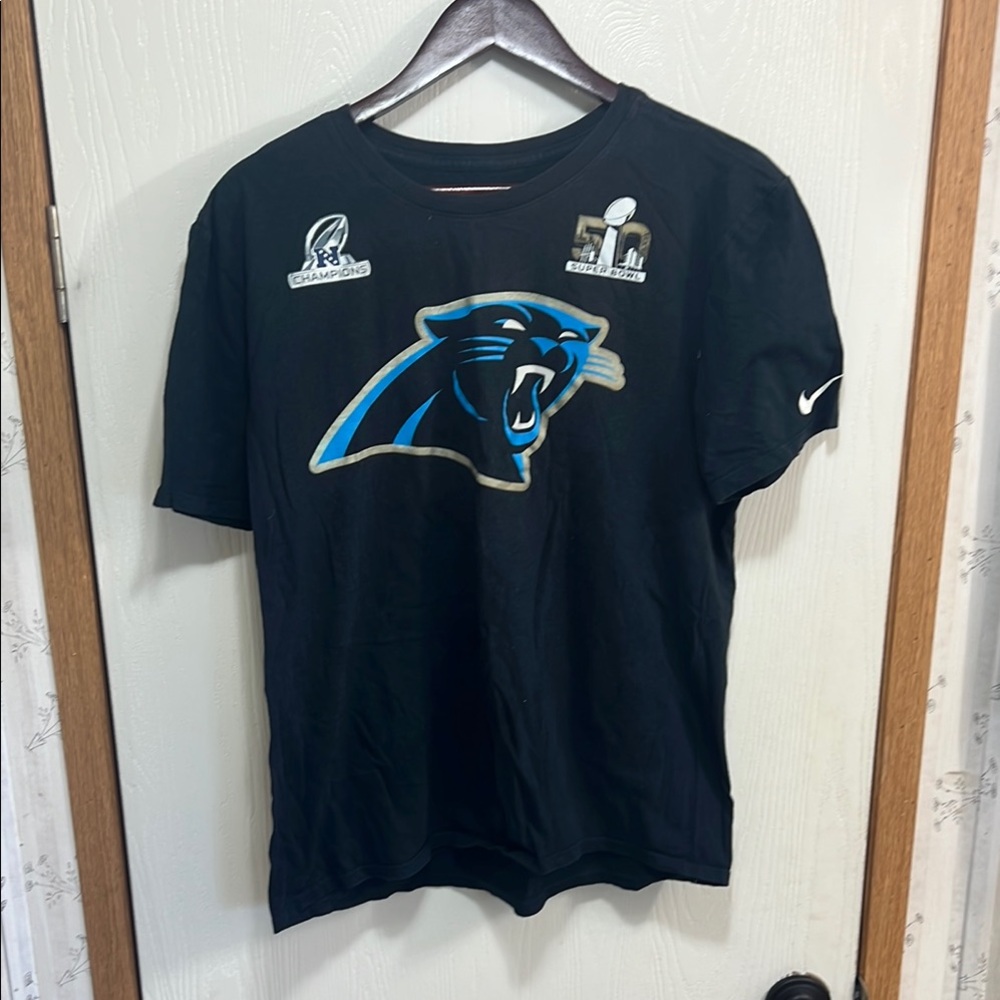 Nike NFL Carolina Panthers, NFC North championship T-shirt Super Bowl 50 emblem
